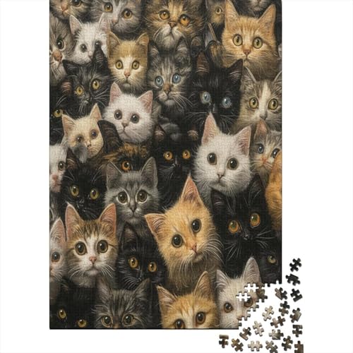 Katze 1000 Stück Puzzles Für Erwachsene Teenager Stress Abbauen Familien-Puzzlespiel Mit Poster in 1000-teiliges Puzzle Kinder Lernspiel Spielzeug Geschenk Puzzel 1000pcs (75x50cm) von HITBOD