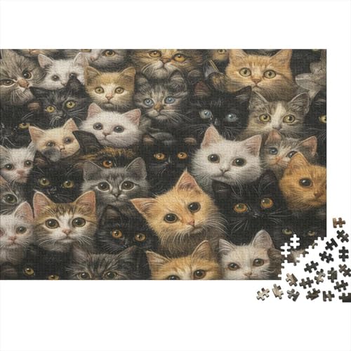 Katze Puzzle 1000 Teile Puzzles Für Erwachsene Lernspiel Herausforderungsspielzeug 1000-teilige Puzzlespiel Für Puzzel 1000pcs (75x50cm) von HITBOD