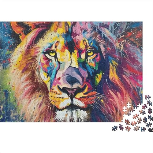 Löwe 1000 Stück Puzzles Für Erwachsene Teenager Stress Abbauen Familien-Puzzlespiel Mit Poster in 1000-teiliges Puzzle Kinder Lernspiel Spielzeug Geschenk Puzzel 1000pcs (75x50cm) von HITBOD