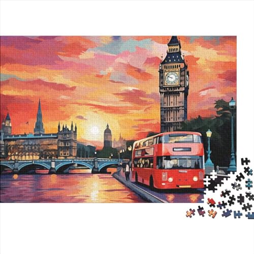 London Stadtscape 1000 Stück Puzzles Für Erwachsene Teenager Stress Abbauen Familien-Puzzlespiel Mit Poster in 1000-teiliges Puzzle Kinder Lernspiel Spielzeug Geschenk Puzzel 1000pcs (75x50cm) von HITBOD