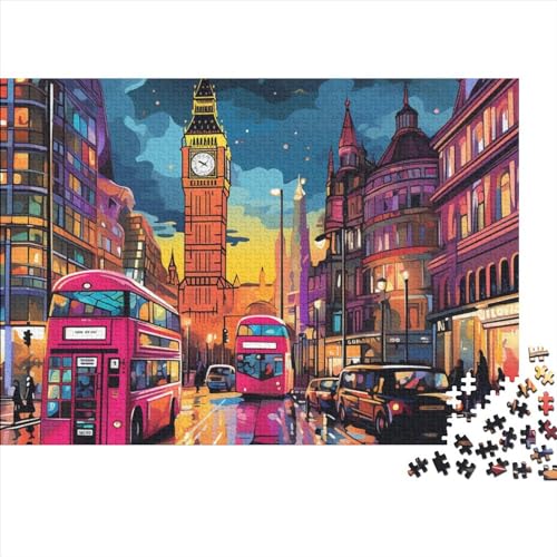 London Stadtscape Puzzle 1000 Teile,Puzzle Für Erwachsene,Impossible Puzzle,GesKükenlichkeitsspiel Für Die Ganze Familie,Puzzle Farbenfrohes,Puzzle-Geschenk Puzzel 1000pcs (75x50cm) von HITBOD