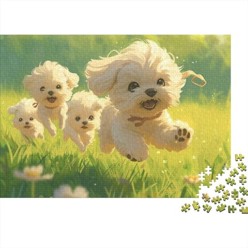 Maltesischer Hund 1000 Stück Puzzles Für Erwachsene Teenager Stress Abbauen Familien-Puzzlespiel Mit Poster in 1000-teiliges Puzzle Kinder Lernspiel Spielzeug Geschenk Puzzel 1000pcs (75x50cm) von HITBOD