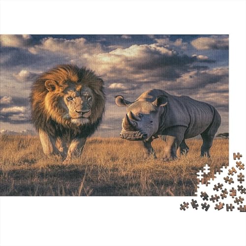 Nashornfotos Puzzle 1000 Teile Puzzle Für Erwachsene Und Kinder Ab 14 Jahren Puzzel 1000pcs (75x50cm) von HITBOD