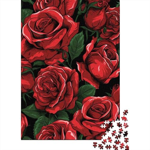 Rose Puzzle 1000 Teile Puzzles Für Erwachsene Lernspiel Herausforderungsspielzeug 1000-teilige Puzzlespiel Für Erwachsene Kinder Puzzel 1000pcs (75x50cm) von HITBOD