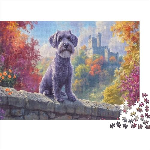 Schnauzer 1000 Stück Puzzles Für Erwachsene Teenager Stress Abbauen Familien-Puzzlespiel Mit Poster in 1000-teiliges Puzzle Kinder Lernspiel Spielzeug Geschenk Puzzel 1000pcs (75x50cm) von HITBOD