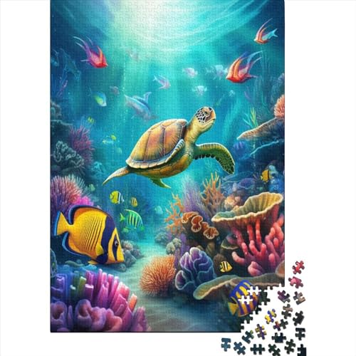 Sea Turtle Puzzle 1000 Teile Puzzles Für Erwachsene Lernspiel Herausforderungsspielzeug 1000-teilige Puzzlespiel Für Erwachsene Kinder Puzzel 1000pcs (75x50cm) von HITBOD