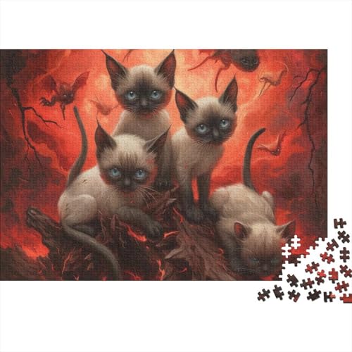 Siamkatze Puzzle 1000 Teile,Puzzle Für Erwachsene,Impossible Puzzle,Puzzle Farbenfrohes Legespiel,GesKükenlichkeitsspiel Für Die Ganze Familie Puzzel 1000pcs (75x50cm) von HITBOD