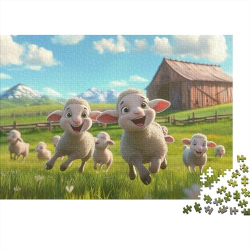 Süßes Lamm Puzzle 1000 Teile Puzzles Für Erwachsene Lernspiel Herausforderungsspielzeug 1000-teilige Puzzlespiel Für Erwachsene Kinder Puzzel 1000pcs (75x50cm) von HITBOD