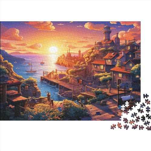 Sunset Over The Harbour Puzzle 1000 Teile Erwachsener Kniffel Spaß Für Die Ganze Familie - Abwechslungsreiche 1000 Puzzleteilige Motive Puzzlespiel Erwachsene Puzzel 1000pcs (75x50cm) von HITBOD