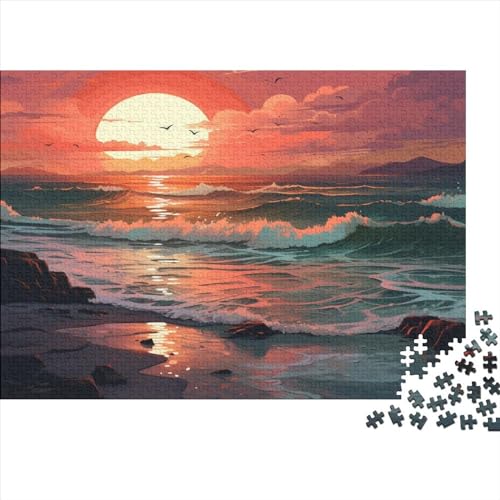 Sunset Over The Sea Puzzle 1000 Teile Erwachsener Kniffel Spaß Für Die Ganze Familie - Abwechslungsreiche 1000 Puzzleteilige Motive Puzzlespiel Erwachsene Puzzel 1000pcs (75x50cm) von HITBOD