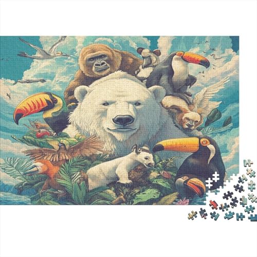 Tierrätsel Puzzlespiel 1000 Teile Für Erwachsene,Einzigartige Kunstwerke Und Vorlage - Geburtstagsgeschenk - Spaßige Puzzles Mit Überraschung Von Puzzle 1000pcs (75x50cm) von HITBOD