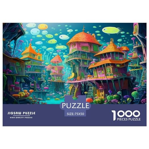 Whimsical Underwater World 1000 Stück Puzzles Für Erwachsene Teenager Stress Abbauen Familien-Puzzlespiel Mit Poster in 1000-teiliges Puzzle Kinder Lernspiel Spielzeug Geschenk Puzzel 1000pcs (75x50cm von HITBOD