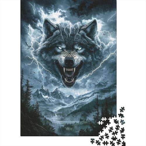 Wolf 1000 Stück Puzzles Für Erwachsene Teenager Stress Abbauen Familien-Puzzlespiel Mit Poster in 1000-teiliges Puzzle Kinder Lernspiel Spielzeug Geschenk Puzzel 1000pcs (75x50cm) von HITBOD