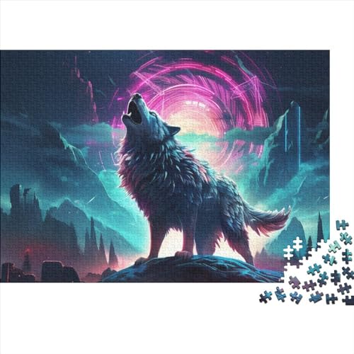 Wolf Puzzle 1000 Teile,Puzzle Für Erwachsene,Impossible Puzzle,Puzzle Farbenfrohes Legespiel,GesKükenlichkeitsspiel Für Die Ganze Familie Puzzel 1000pcs (75x50cm) von HITBOD