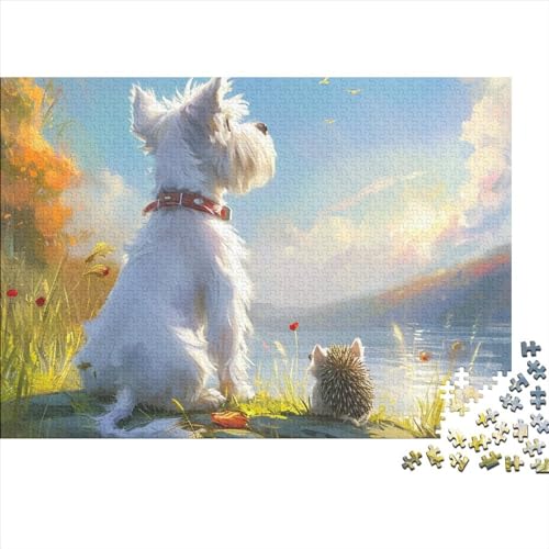 Yorkshire Terrier Puzzle 1000 Teile Puzzles Für Erwachsene Lernspiel Herausforderungsspielzeug 1000-teilige Puzzlespiel Für Erwachsene Kinder Puzzel 1000pcs (75x50cm) von HITBOD