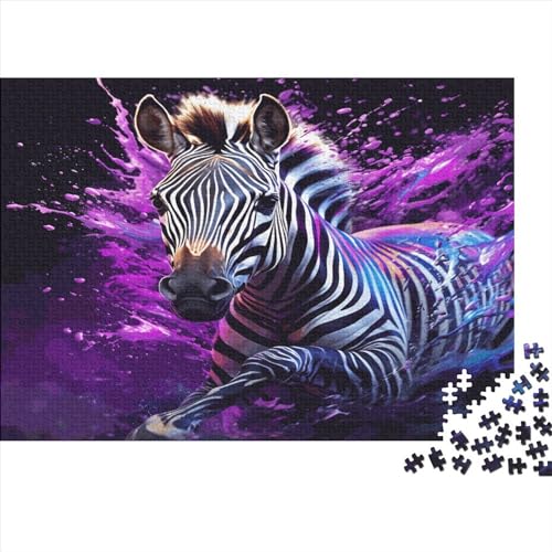 Zebra 1000 Stück Puzzles Für Erwachsene Teenager Stress Abbauen Familien-Puzzlespiel Mit Poster in 1000-teiliges Puzzle Kinder Lernspiel Spielzeug Geschenk Puzzel 1000pcs (75x50cm) von HITBOD