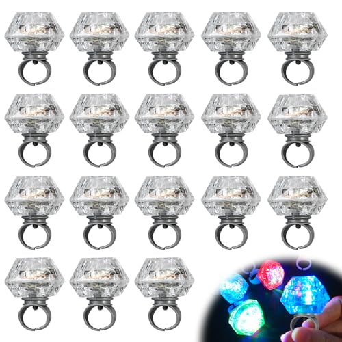 HIULLEN 18 Stück Party Leuchtende Ringe, LED Leuchtringe Blinkende Ringe, Lustiges Party Spielzeug für Kinder und Erwachsene, leuchtendes Fingerspielzeug, leuchtende Gelringe, Fingerlichter HIULLEN 18 Stück Party Leuchtende Ringe, LED Leuchtringe Blinkende Ringe, Lustiges Party Spielzeug für Kinder und Erwachsene, leuchtendes Fingerspielzeug, leuchtende Gelringe, Fingerlichter von HIULLEN