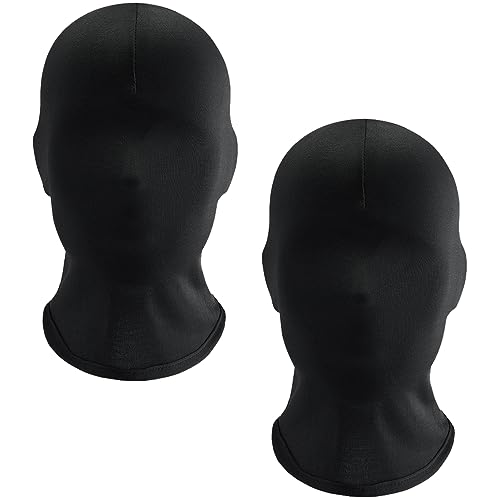 HIULLEN 2 Stück Vollgesichtsmaske, Halloween Schwarz Gesichtslose Maske Kopfmaske, Milchseide Vollgesichtsmaske für Halloween party Cosplay Kostüm trendy und cool (Schwarz) von HIULLEN