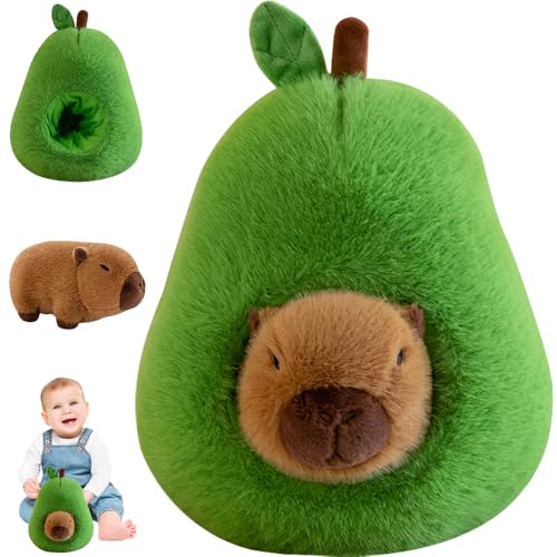 HIULLEN 35cm Capybara Plüschtier, Niedliche Capybara Kuscheltier, Avocado Capybara Stofftier, Weiche Gefüllte Capybara Spielzeug Geburtstagsgeschenk für Home Deko Kinder von HIULLEN