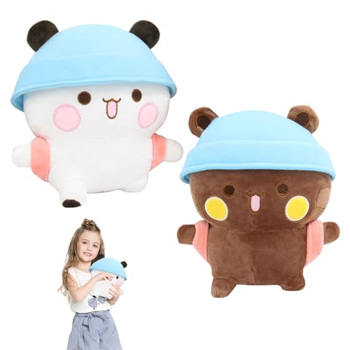 HIULLEN Bubu Dudu Kuscheltier, 2PCS Bär Panda Dudu Bubu Plüschtier, Pandabär Kuscheltier Kissen, Bubu Dudu Figur Plüschkissen, Kawaii Plüschtier Stofftier Spielzeug Geschenk für Kinder Mädchen Jungen von HIULLEN