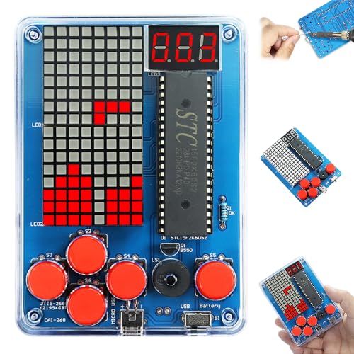 HIULLEN DIY SpielekonsoleLöten Elektronik Baukasten, DIY-Spielkonsolen-Handset mit Acrylgehäuse, Handheld Game Console,Lötübungsset für Löten Erwachsene und Wissenschaft Bildung Spaß Löten Lernen Set von HIULLEN