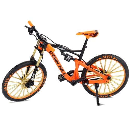 HIULLEN Finger Fahrrad Modell, 1:10 Mountainbike-Modell Spielzeug, Finger Mountainbike Modell Ornamente, Miniatur Finger Bike, Mini Bend Fahrrad Modell(orange) von HIULLEN