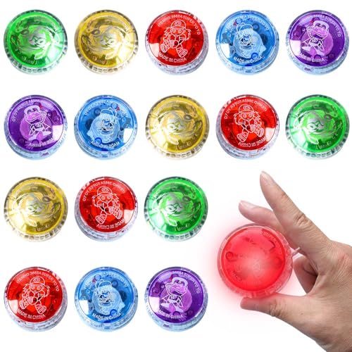 HIULLEN LED Licht Yoyo für Kinder, 16 Stück JoJo Kinder, YoYo Spielzeug Kunststoff Responsive Yoyo Balls für Kindergeburtstag Gastgeschenke Anfänger Party Feiern (Gemischte Farben) von HIULLEN