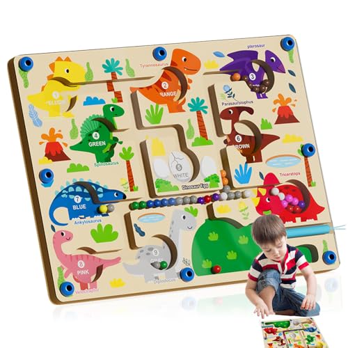 HIULLEN Magnetspiel Labyrinth, 3 in 1 Montessori Spielzeug ab 3 4 5 6 Jahre, Farben Lernen Sortierspiel, Holz Magnetspiel Labyrinth, Kinder Motorikspielzeug Lernspiele Geschenk Mädchen Junge von HIULLEN