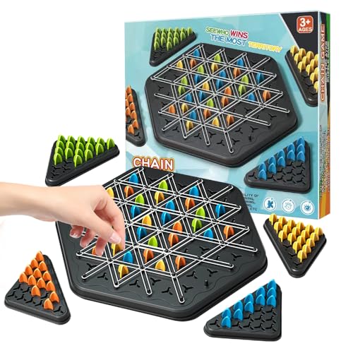 HIULLEN Triggle Spiel, Triggle Game, interaktives Steckspiel, Dreiecksschachbrett Strategie Brettspiel, Ketten Dreieck Spiel, Strategie-Steckbrettspiel für Familienfeiern mit Kindern Erwachsenen von HIULLEN