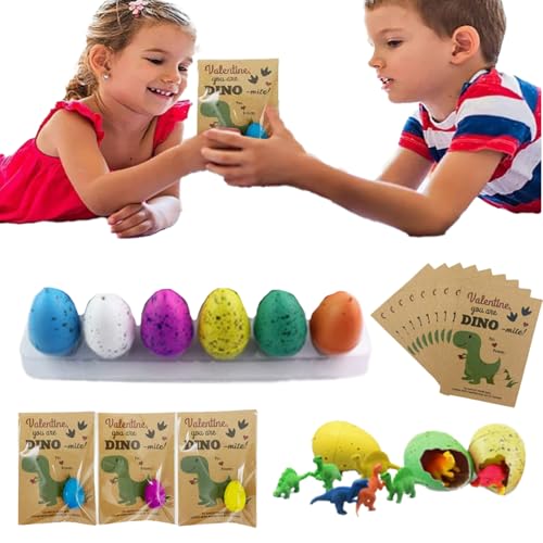 Dino Egg Hatching Valentines, Magic Hatching Growing Dinosaur Eggs, Dino Valentines Card, Hatching Dinosaur Eggs, Dinosaur Eggs That Hatch In Water for Valentine Easter (6 Stück) von HItianya