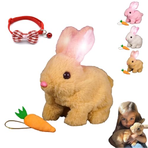 HItianya Bunby - My Realistic Bunny Toy, Realistic Interactive Bunny Toy with Carrot, Realistic Stuffed Animal Bunny with Light, Perfect Impersonator of Bunny Kind, for Jumping, Shaking Ears (Yellow) von HItianya