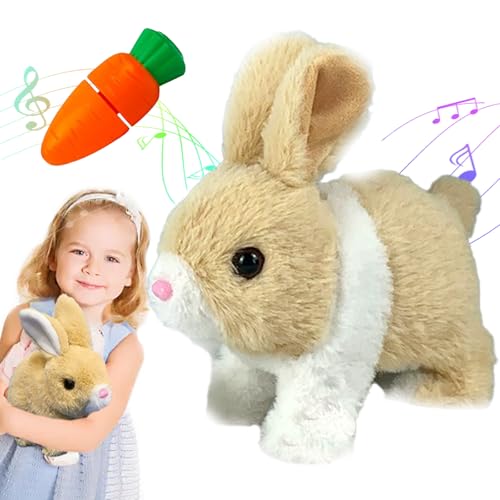 HItianya Colreet Bunny Mein Realistisches Kaninchen, Colreet Hase, Lebensechtes Kaninchen, Interaktives Elektronisches Plüschkaninchenspielzeug mit Geräuschbewegungen (Gelblich-weiß) von HItianya