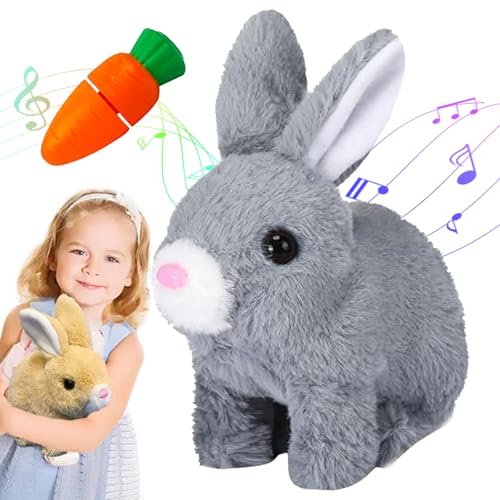 HItianya Colreet Bunny Mein Realistisches Kaninchen, Colreet Hase, Lebensechtes Kaninchen, Interaktives Elektronisches Plüschkaninchenspielzeug mit Geräuschbewegungen (Grau) von HItianya