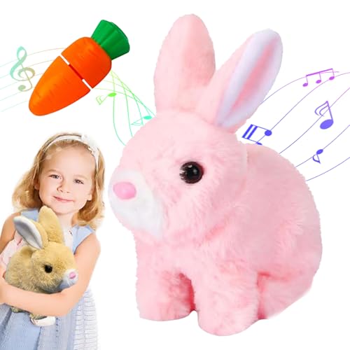 HItianya Colreet Bunny Mein Realistisches Kaninchen, Colreet Hase, Lebensechtes Kaninchen, Interaktives Elektronisches Plüschkaninchenspielzeug mit Geräuschbewegungen (Rosa) von HItianya