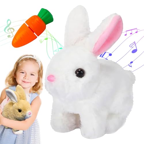 HItianya Colreet Bunny Mein Realistisches Kaninchen, Colreet Hase, Lebensechtes Kaninchen, Interaktives Elektronisches Plüschkaninchenspielzeug mit Geräuschbewegungen (Weiß) von HItianya