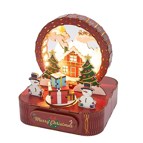 DIY Weihnachtspuppenhaus-Set, Puzzle-Modell, Miniatur-Puppenhaus aus Holz mit Möbeln und LED-Lichtern, kreatives Geschenk für Kinder und Jugendliche von HJBHDOLL