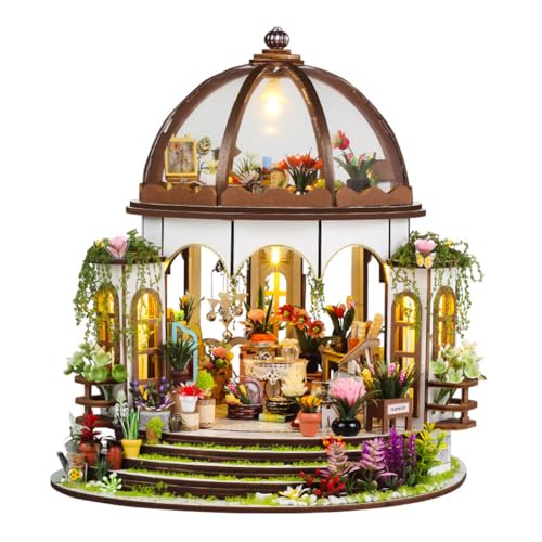 Doppelstöckiges Gartenhaus Gebäude Modell DIY Puppenhaus Miniatur Kit, Holz Puppenhaus mit Möbeln Puzzle Spielzeug Kreatives Geschenk Kind Teen Geburtstag Weihnachten Neujahr Geschenk von HJBHDOLL