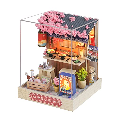 Miniaturgeschäft Puppenhaus mit Staubschutz, Holzmöbel, DIY Puppenhaus Kit LED-Licht Kreativer Raum, Teenager Kinder Geburtstagsgeschenk (Japanischer Shop) von HJBHDOLL