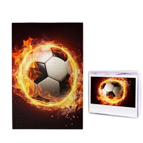 Puzzle 1000 Teile Holzpuzzle für Erwachsene Benutzerdefinierte Puzzles Personalisierte Bildpuzzles Feuerfußball Hochzeit Puzzle für Geburtstag Familie von HJBNW