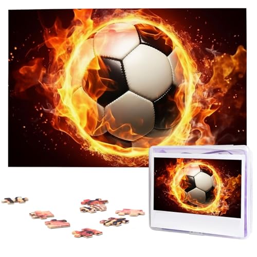 Puzzle 1000 Teile Holzpuzzle für Erwachsene Benutzerdefinierte Puzzles Personalisierte Bildpuzzles Feuerfußball Hochzeit Puzzle für Geburtstag Familie von HJBNW