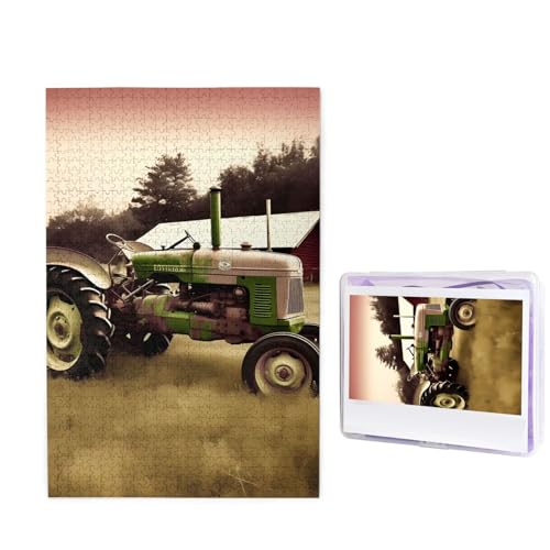 Puzzle Puzzle 1000 Teile Holzpuzzle für Erwachsene Benutzerdefinierte Puzzles Personalisierte Bilderpuzzles Alter Traktor Foto Bauernhof Hochzeit Puzzle für Geburtstag Familie von HJBNW