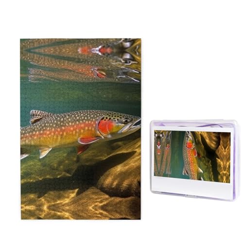 Puzzle Puzzle 1000 Teile Holzpuzzle für Erwachsene Benutzerdefinierte Puzzles Personalisierte Bilderpuzzles Bachforelle Fliegenfischen Hochzeitspuzzle für Geburtstag Familie von HJBNW