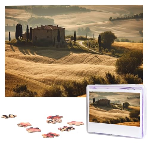 Puzzle Puzzle 1000 Teile Holzpuzzle für Erwachsene Benutzerdefinierte Puzzles Personalisierte Bilderpuzzles Blick auf die typische toskanische Landschaft Hochzeitspuzzle für Geburtstag Familie von HJBNW