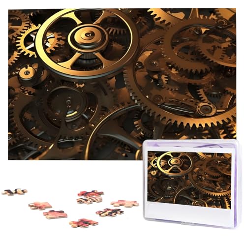 Puzzle Puzzle 1000 Teile Holzpuzzle für Erwachsene Benutzerdefinierte Puzzles Personalisierte Bilderpuzzles Coole Steampunk-Zahnräder Hochzeitspuzzle für Geburtstag Familie von HJBNW