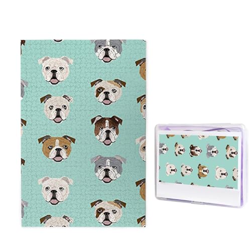 Puzzle Puzzle 1000 Teile Holzpuzzle für Erwachsene Benutzerdefinierte Puzzles Personalisierte Bilderpuzzles Englische Bulldogge Gesichter Hochzeitspuzzle für Geburtstag Familie von HJBNW