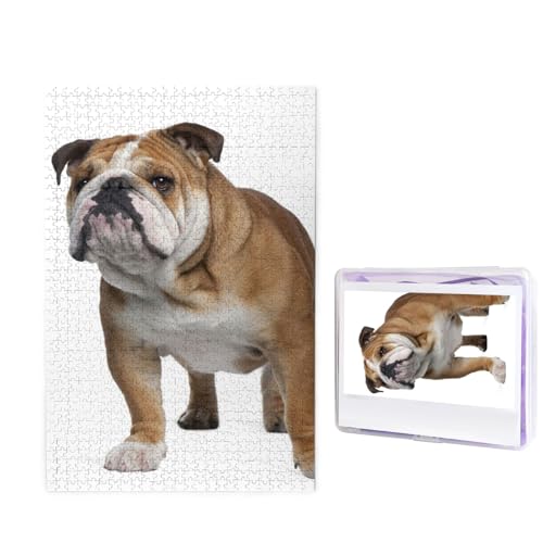 Puzzle Puzzle 1000 Teile Holzpuzzle für Erwachsene Benutzerdefinierte Puzzles Personalisierte Bilderpuzzles Englische Bulldogge Hochzeitspuzzle für Geburtstag Familie von HJBNW