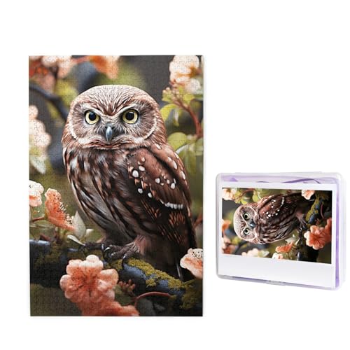 Puzzle Puzzle 1000 Teile Holzpuzzle für Erwachsene Benutzerdefinierte Puzzles Personalisierte Bilderpuzzles Eule und Blume Hochzeitspuzzle für Geburtstag Familie von HJBNW