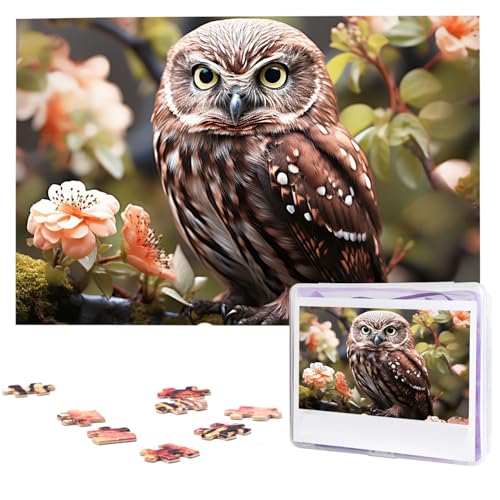 Puzzle Puzzle 1000 Teile Holzpuzzle für Erwachsene Benutzerdefinierte Puzzles Personalisierte Bilderpuzzles Eule und Blume Hochzeitspuzzle für Geburtstag Familie von HJBNW