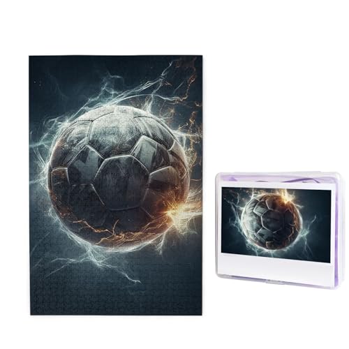 Puzzle Puzzle 1000 Teile Holzpuzzle für Erwachsene Benutzerdefinierte Puzzles Personalisierte Bilderpuzzles Fußball und Lightning Hochzeit Puzzle für Geburtstag Familie von HJBNW