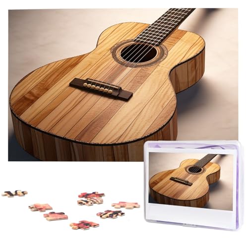 Puzzle Puzzle 1000 Teile Holzpuzzle für Erwachsene Benutzerdefinierte Puzzles Personalisierte Bilderpuzzles Gitarre Holz Hochzeit Puzzle für Geburtstag Familie von HJBNW